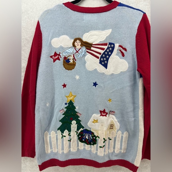 Quacker Factory Embellished Christmas Home Tree‎ Sweater Angel Peace Size M A34 - Picture 6 of 13